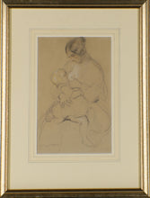 Load image into Gallery viewer, William Simson R.S.A. Pencil And Chalk Study Of A Breastfeeding Mother 1842
