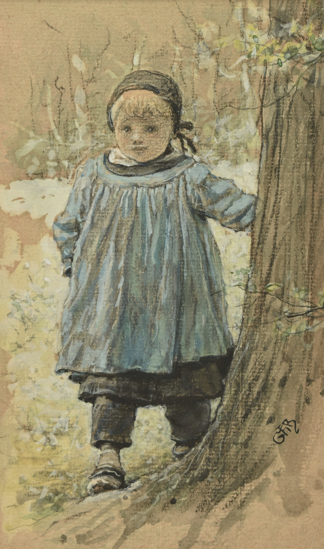 George Henry Boughton R.A. Watercolour Study Of A Young Boy Circa.1890