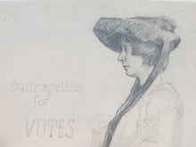 Load image into Gallery viewer, Suffragettes For Votes Maria Cowell Portrait Drawing Of Sylvia Pankhurst Circa.1905
