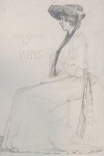 Load image into Gallery viewer, Suffragettes For Votes Maria Cowell Portrait Drawing Of Sylvia Pankhurst Circa.1905
