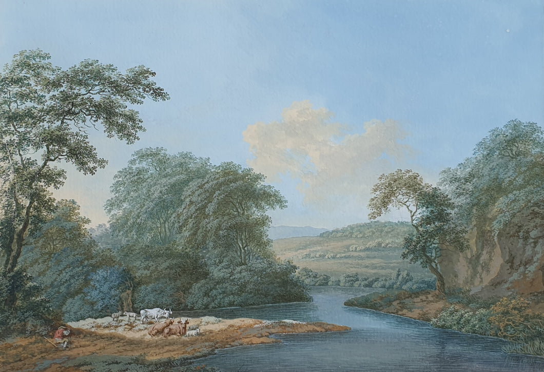 FW Hoijnck 18th.century Dutch School Gouache Landscape Painting Circa.1790