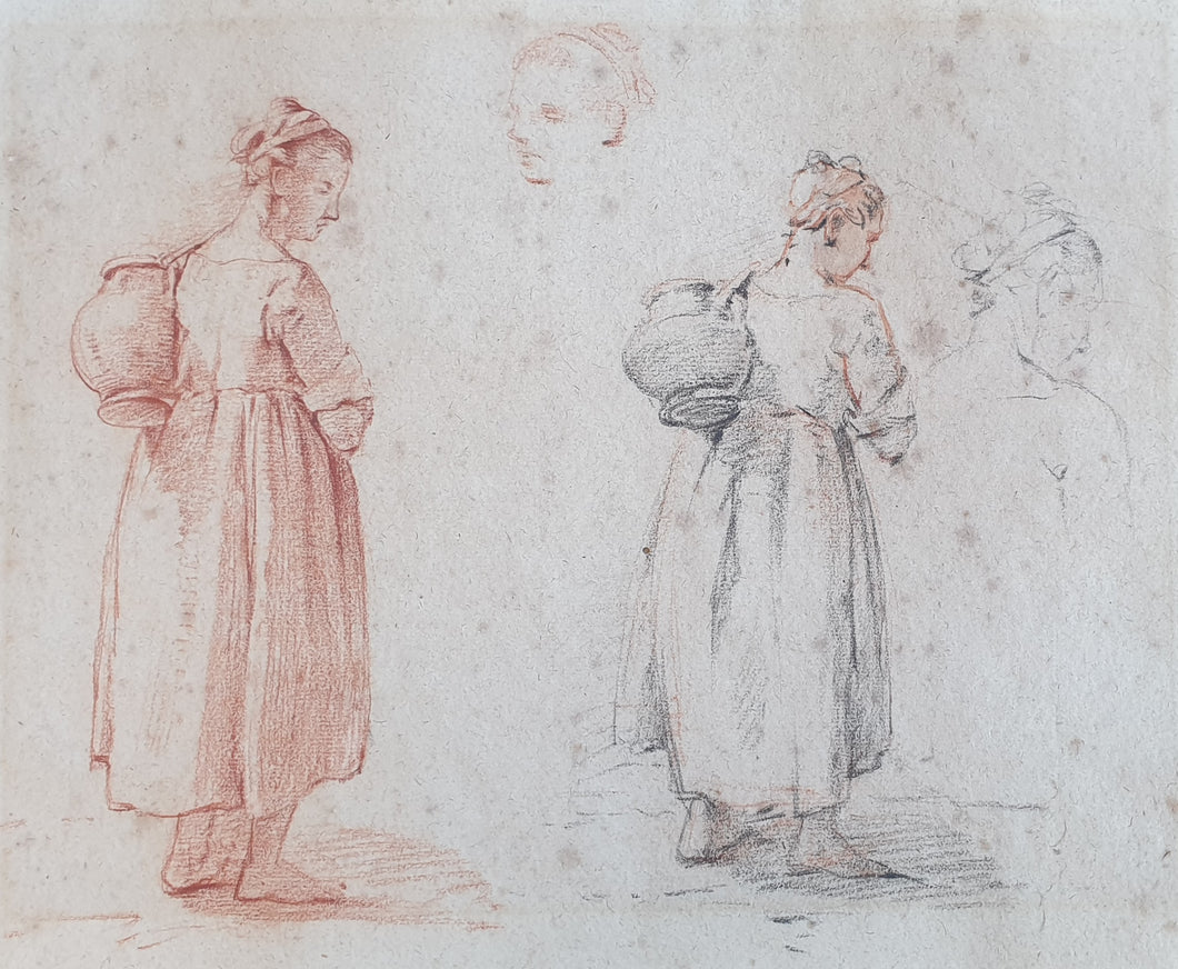 Abraham Jan Ruytenschildt Late 18th.Century Dutch School Red And Black Chalk Drawing Figure Studies