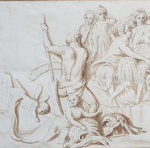 Load image into Gallery viewer, 18th.Century Neo-Classical Pen And Ink Drawing Amphrite And Her Attendants Circa.1780
