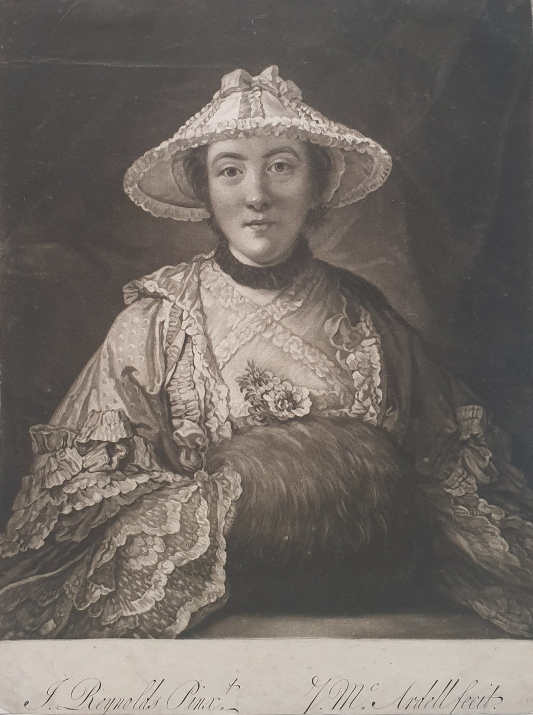James McArdell After Sir Joshua Reynolds Mezzotint Engraving Portrait Of Anne Lady Fenhoulet