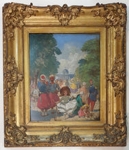 Load image into Gallery viewer, French School 19th.Century Oil Painting A View In The Jardins Du Luxembourg Paris Circa. 1850
