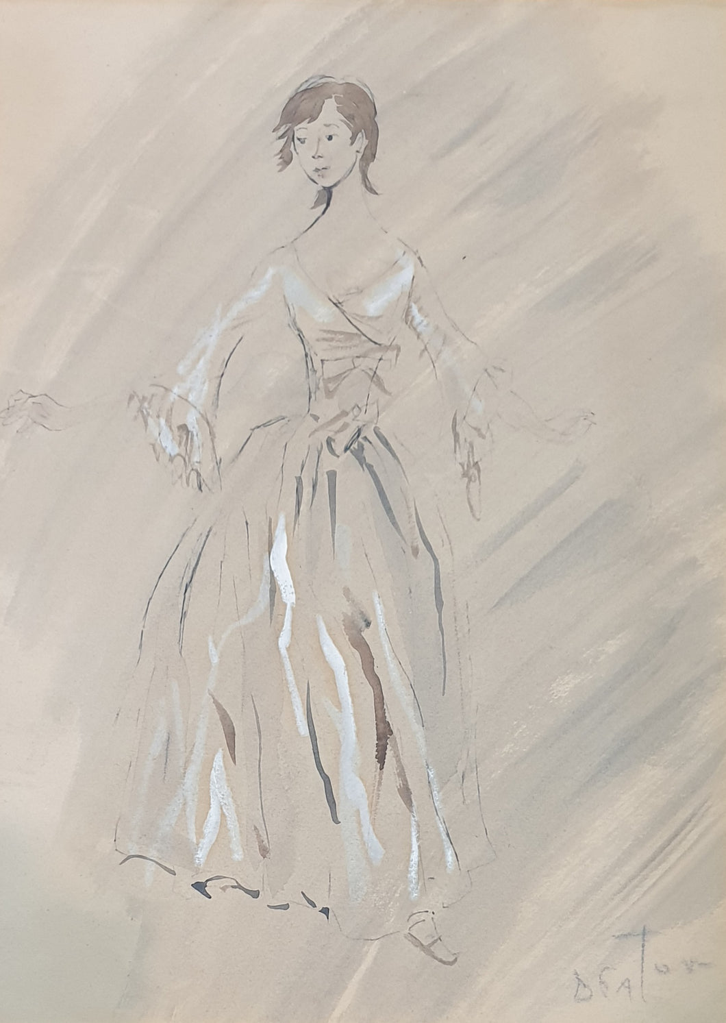Cecil Beaton Watercolour Costume Design Circa. 1950