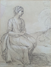 Load image into Gallery viewer, Benjamin West P.R.A. Pen And Ink Drawing Study Of A Seated Woman Circa 1780
