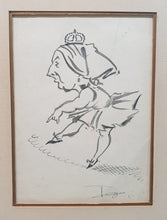 Load image into Gallery viewer, Max Beerbohm Aubrey Beardsley Pen And Ink Caricature Drawing Of Queen Victoria As A Degas Ballet Dancer Circa.1893
