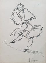 Load image into Gallery viewer, Max Beerbohm Aubrey Beardsley Pen And Ink Caricature Drawing Of Queen Victoria As A Degas Ballet Dancer Circa.1893
