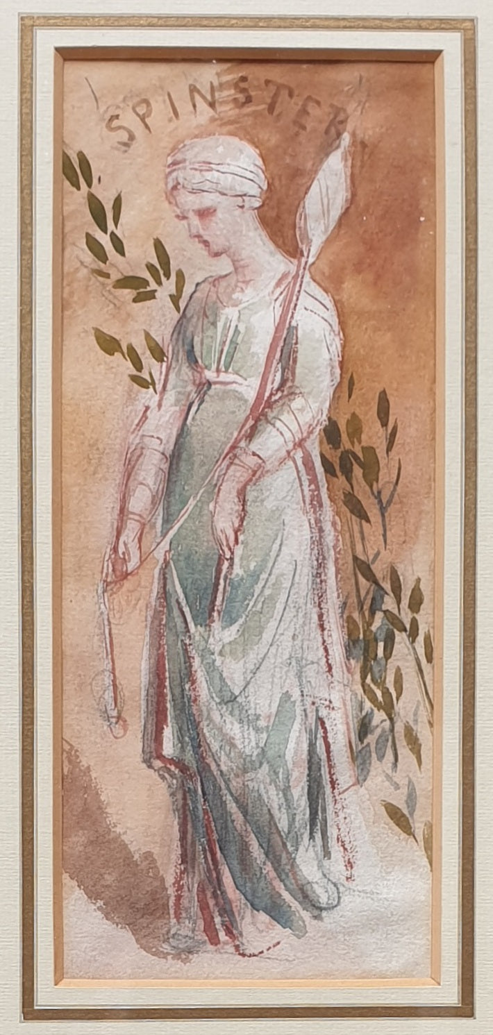 Louisa Marchioness Of Waterford Pre-Raphaelite Watercolour Study A Spinster Circa.1860