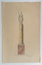 Load image into Gallery viewer, Spanish School 18th.Century Architectural Study Of A Marble Column With A Statue Of Minerva
