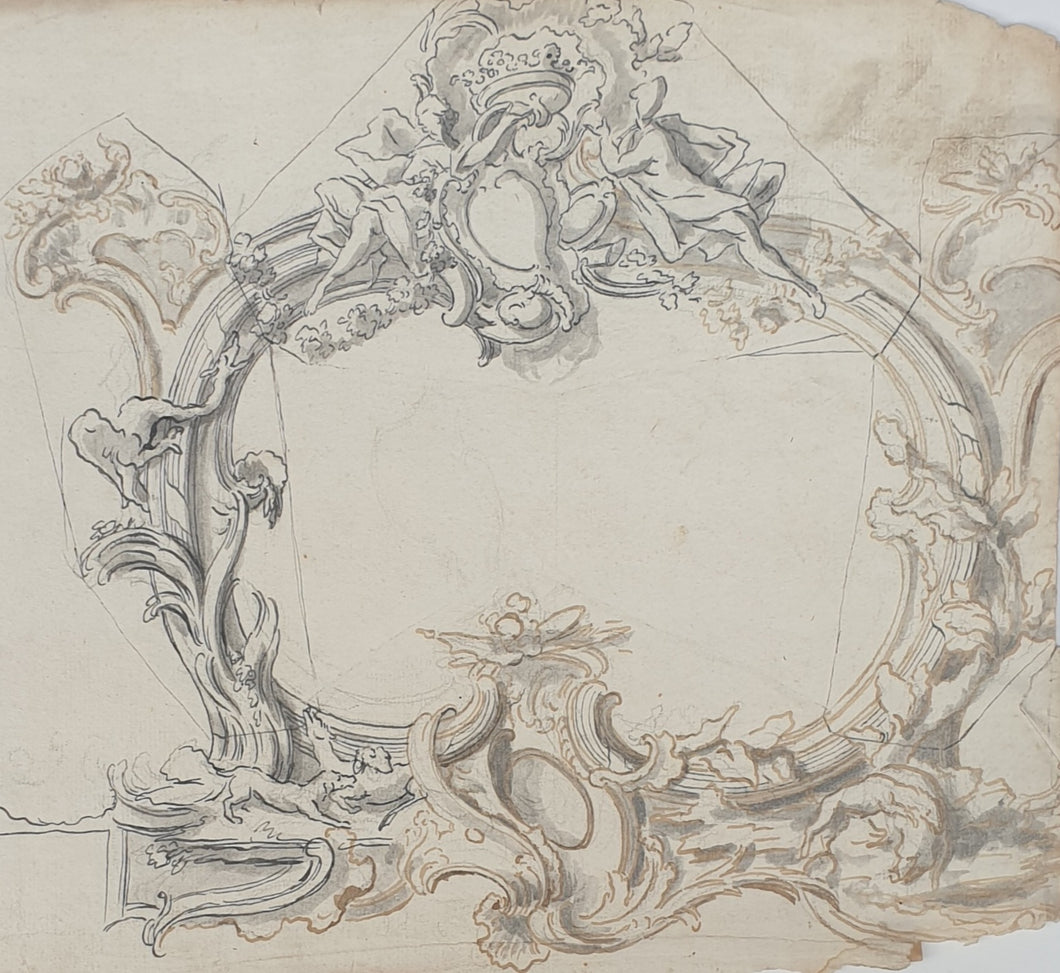 Italian School 18th.Century Pen And Ink Piedmontese Frame Design Circa.1730