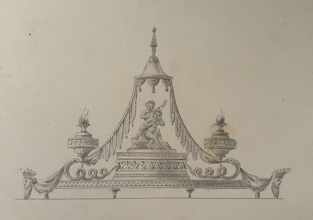 Spanish School 18th.Century Pen And Ink Design For A Table Centrepiece