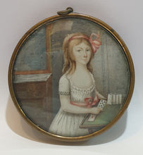 Load image into Gallery viewer, Tinot French School Late 18th.Century Portrait Miniature Félicité De Chasteigner Du Bergeriou As A Child Circa.1798
