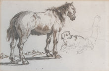 Load image into Gallery viewer, Paul Sandby R.A. Pen And Ink Study Of A Horse And Dog Circa. 1770.
