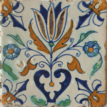 Load image into Gallery viewer, 17th.Century Dutch Polychrome Delftware Tulip Heart Tile Circa.1640
