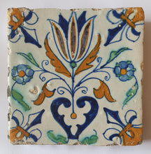 Load image into Gallery viewer, 17th.Century Dutch Polychrome Delftware Tulip Heart Tile Circa.1640
