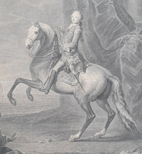 Load image into Gallery viewer, His Royal Highness George Prince Of Wales Large Equestrian Portrait Copper Engraving 1755
