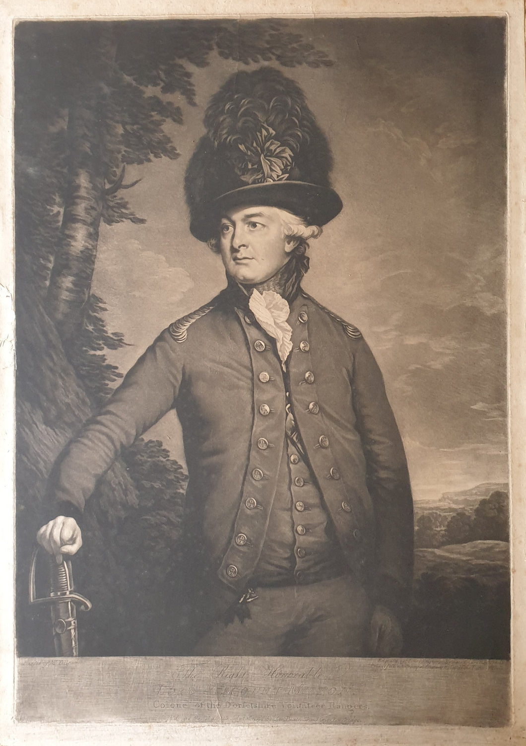 The Right Honorable Lord Viscount Milton Colonel Of The Dorsetshire Volunteer Rangers Mezzotint Engraving By J Jones After T Beach 1795