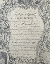 Load image into Gallery viewer, 18th.Century Rococo Trade Card John Smith Map And Printseller At Hogarth's Head Cheapside London Circa.1760
