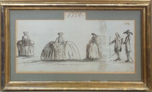 Load image into Gallery viewer, Mid 18th.Century Fashion Pen And Ink Drawing 1750
