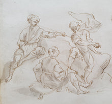Load image into Gallery viewer, Gaspare Diziani Venetian School Pen And Ink Study Of Eastern Figures Smoking Circa.1700
