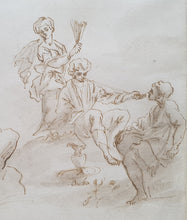 Load image into Gallery viewer, Gaspare Diziani Venetian School Pen And Ink Study Of Eastern Figures Smoking Circa.1700
