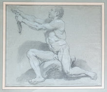 Load image into Gallery viewer, Jean Restout Le Jeune French School Early 18th.Century Chalk Drawing Study Of A Man Holding A Rope
