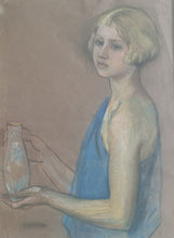 Load image into Gallery viewer, Christiane Brix Klitgaard-May Pastel Study Of A Young Woman Holding A Vase Circa.1920

