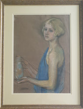 Load image into Gallery viewer, Christiane Brix Klitgaard-May Pastel Study Of A Young Woman Holding A Vase Circa.1920
