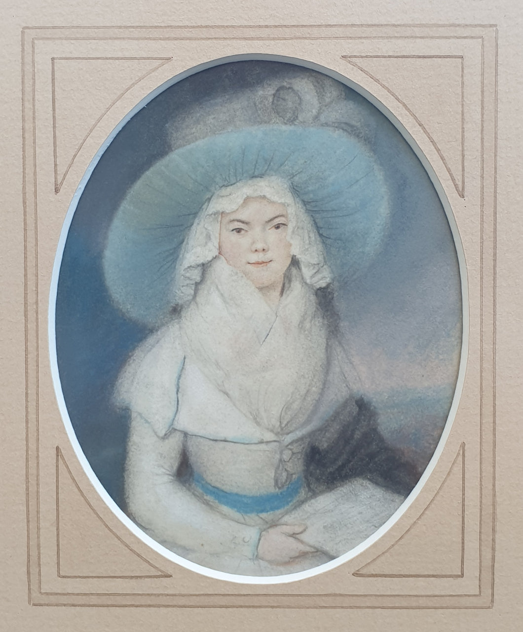 18th.Century British School Pastel Portrait Of A Lady Circa.1790