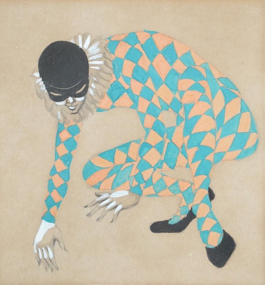 Léonid Opanasievitch Pisarenko Theatrical Costume Design For A Harlequin Circa.1940