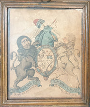 Load image into Gallery viewer, Fox And Pitt The Arms Of A Debating Society Hand Coloured Etching By R Dighton 1798

