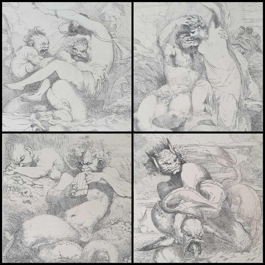 After John Hamilton Mortimer R.A. A Group Of Pen And Ink Drawings Depicting Sea-Monsters Circa.1800