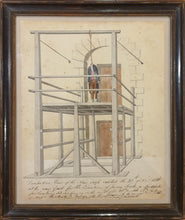 Load image into Gallery viewer, Early 19th.Century Watercolour Drawing Study Of A Gallows Erected For The Execution Of The Luddite James Towle 1816
