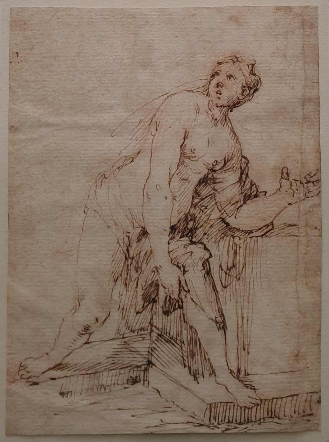 17th.Century Anglo-Dutch School Pen And Ink Drawing Susanna At The Well Circa.1630
