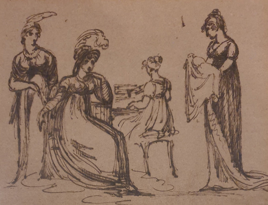 Samuel Shelley O.W.S Pen And Ink Drawing The Christening Party Circa.1790