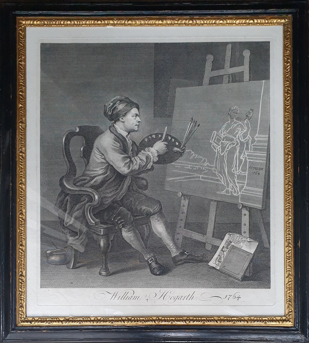 William Hogarth Painting The Comic Muse Copper Engraved Self Portrait 1764