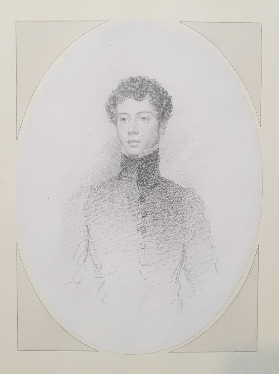 Thomas Charles Wageman Pencil Portrait Of A Young Gentleman Circa.1820