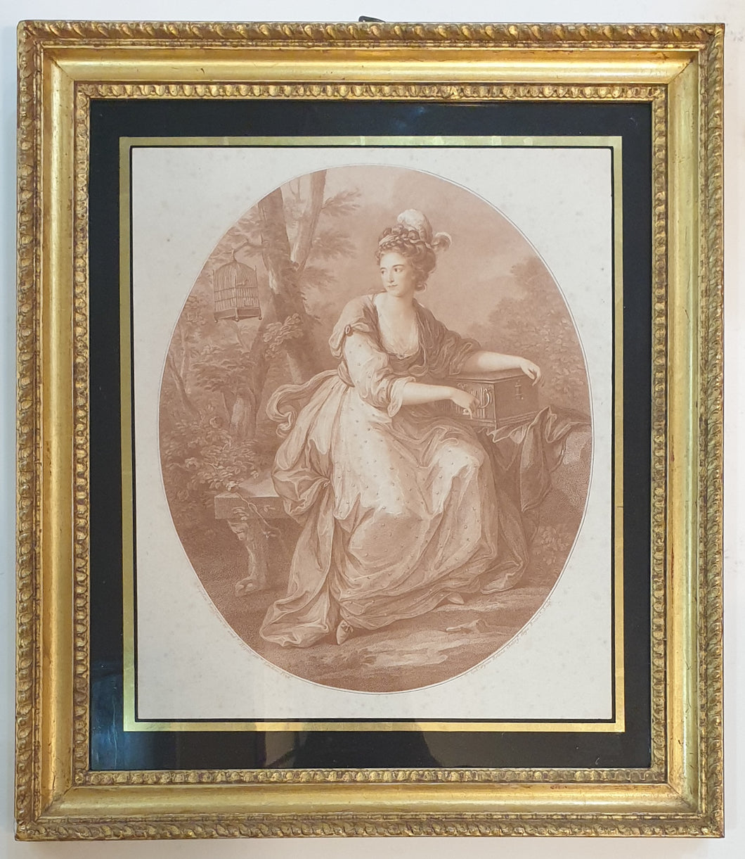 WW Ryland After Angelica Kauffman R.A. Ludit Amabiliter  Stipple Engraving Proof Impression Published 1779