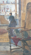 Load image into Gallery viewer, Louis Absolon 19th.Century English School Watercolour Interior Of A Grocers Shop 1886
