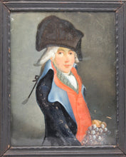Load image into Gallery viewer, French School 18th.Century Reverse Glass Portrait Painting A Gentleman Holding Grapes Circa.1785
