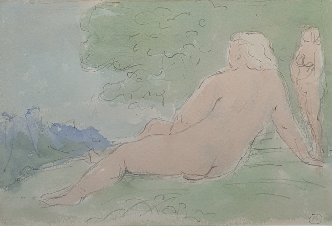 Edward Ardizzone R.A Watercolour Drawing Nude Sun Bathers Circa.1965