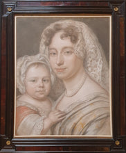Load image into Gallery viewer, Bernard Vaillant Pastel Portrait Of A Mother And Child 1683
