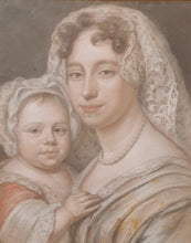 Load image into Gallery viewer, Bernard Vaillant Pastel Portrait Of A Mother And Child 1683
