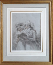 Load image into Gallery viewer, John Raphael Smith R.A Chalk Study Of Two Young Women Reading Together Circa.1790
