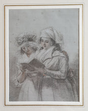 Load image into Gallery viewer, John Raphael Smith R.A Chalk Study Of Two Young Women Reading Together Circa.1790

