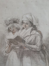 Load image into Gallery viewer, John Raphael Smith R.A Chalk Study Of Two Young Women Reading Together Circa.1790

