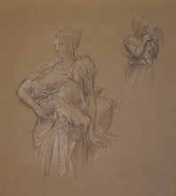 Load image into Gallery viewer, Frederic Lord Leighton P.R.A. Chalk Study For &quot;At The Fountain&quot; Circa 1892
