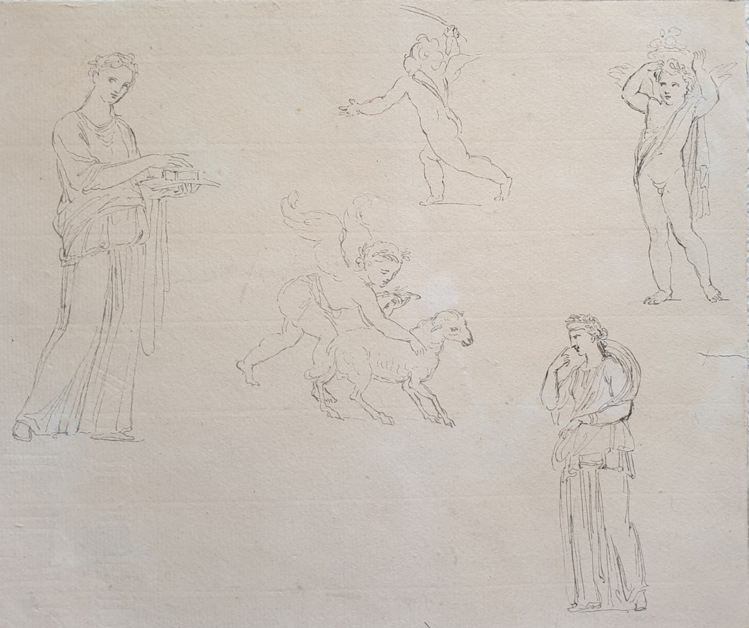 Giovanni Battista Cipriani R.A Sheet Of Neoclassical Figure Studies Circa.1780